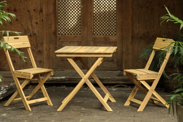 Rojaplast dřevěný bistro nebo balkonový set FILAX stůl + 2x skládací židle 3
